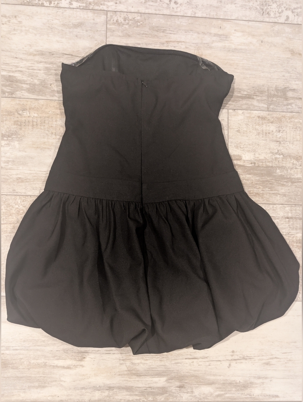 Women’s Black Strapless Bubble Hem Mini Dress - Picture 3 of 8